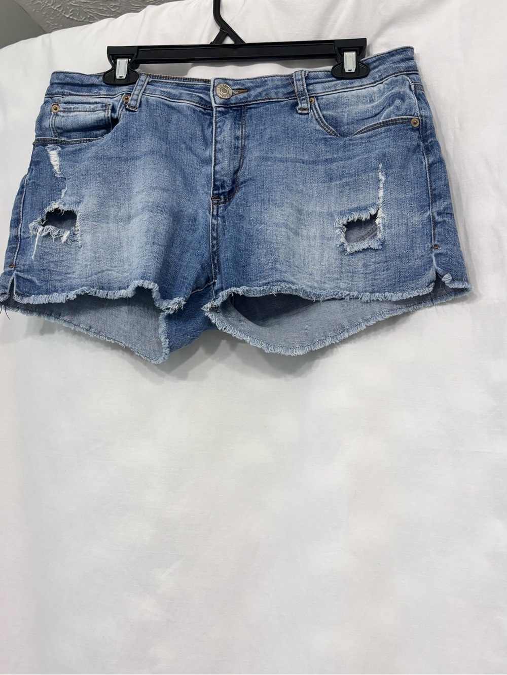 Women's Light Blue Distressed Denim Cutoff Shorts